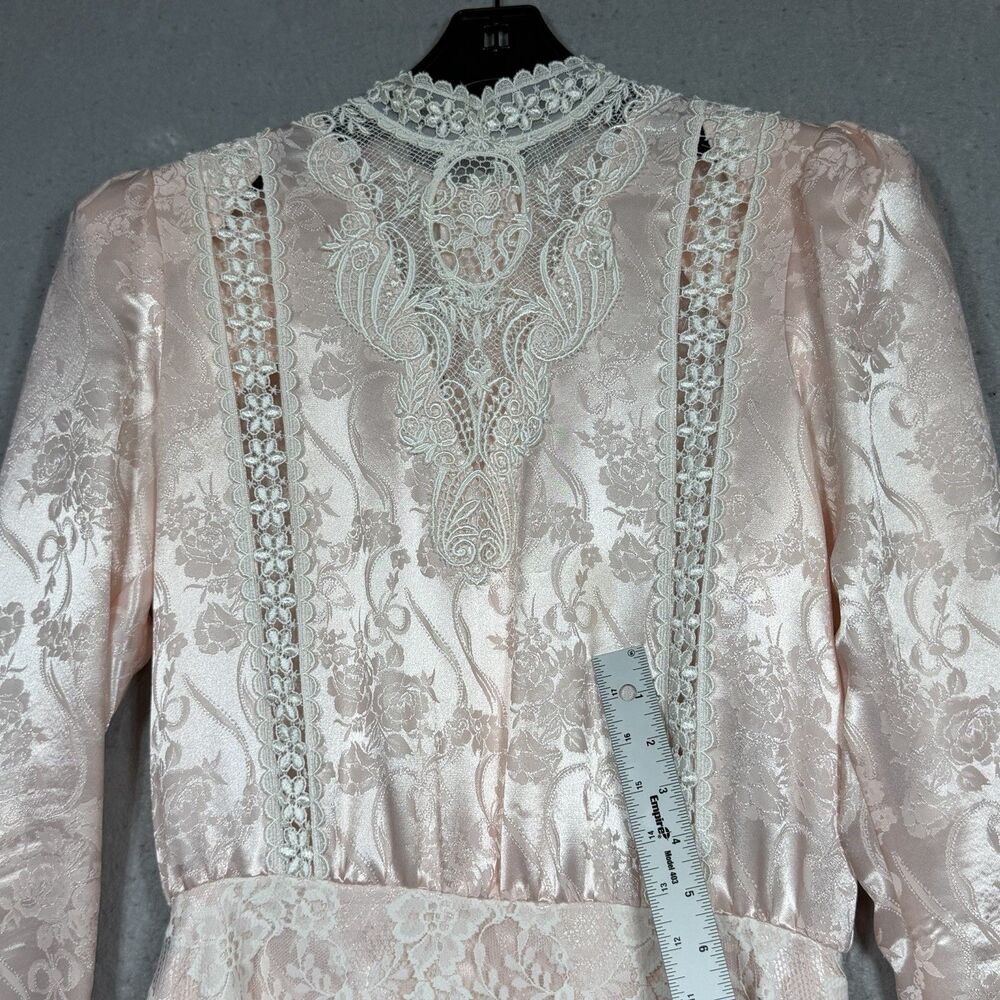 Vintage Scott McClintock Satin Lace Dress Size 8 Pink Victorian Prairie Y2K - Picture 14 of 14